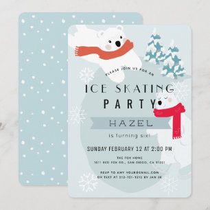 Polar Bear Ice Skalblått Födelsedagsfest Inbjudningar