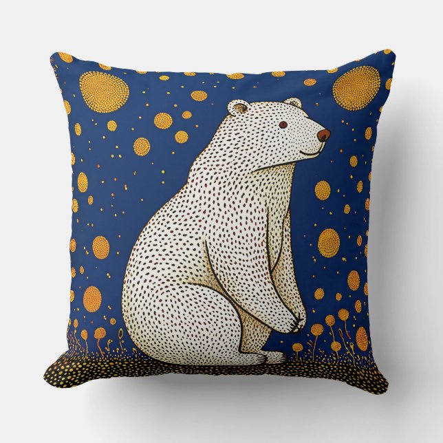 Polar Bear Illustration Kudde (Framsida)