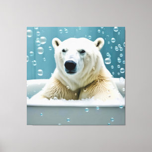 Polar Bear in Bubble Bath Canvastryck