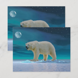 Polar Bear in Moonlight Flat Greeting Card Kort