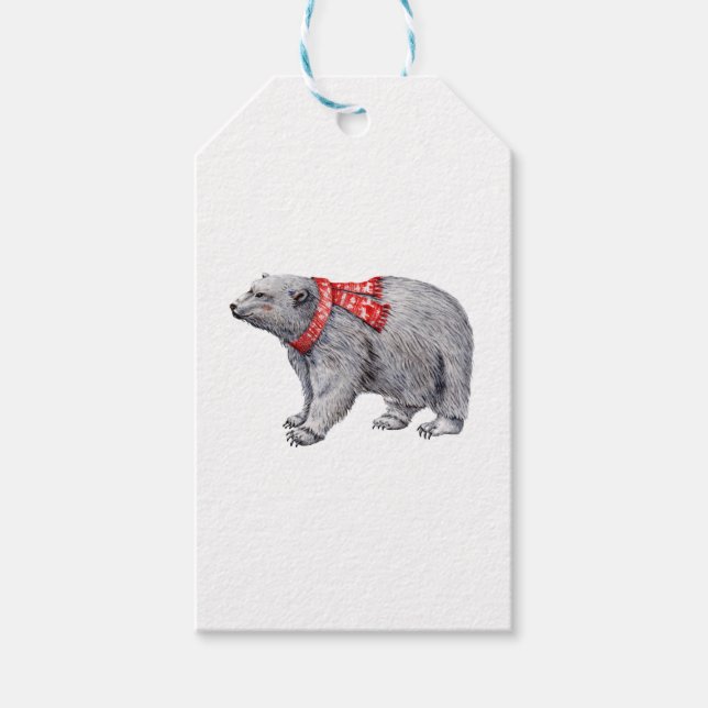 Polar Bear in Red Scarf Presentetikett (Framsidan)