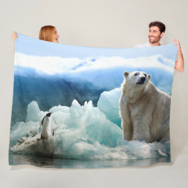 POLAR BEAR INBJUDAN PENGUIN TILL LUNCH FLEECEFILT