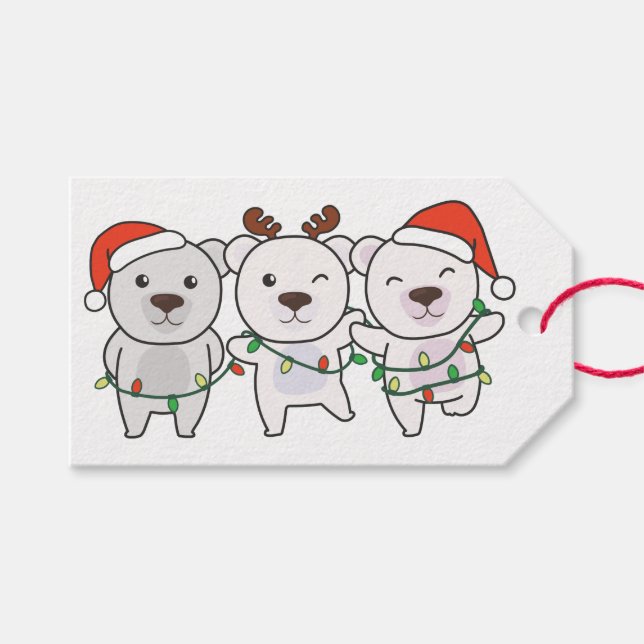 Polar Bear-Jul Animals Cute Polar Bear Gift Presentetikett (Framsidan (Horisontell))
