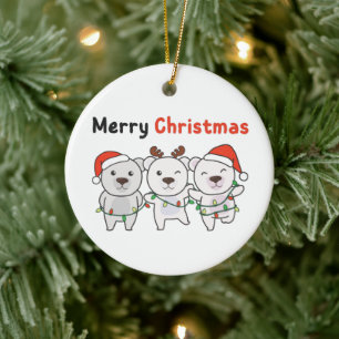 Polar Bear-Jul Animals Polar Bears Merry Julgransprydnad Keramik