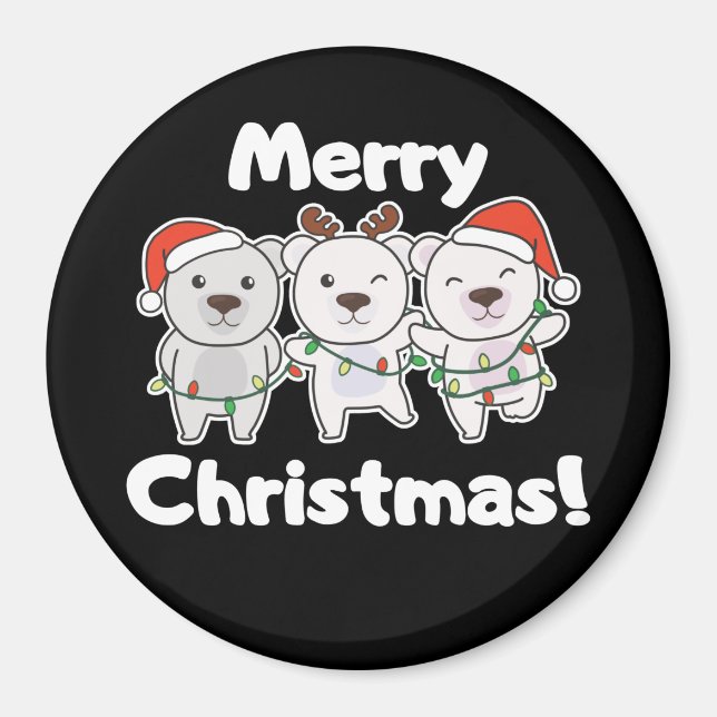 Polar Bear-Jul Animals Polar Bears Merry Mag Magnet (Framsidan)