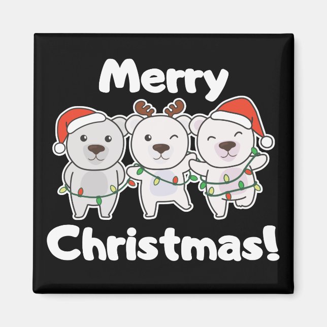 Polar Bear-Jul Animals Polar Bears Merry Mag Magnet (Framsidan)