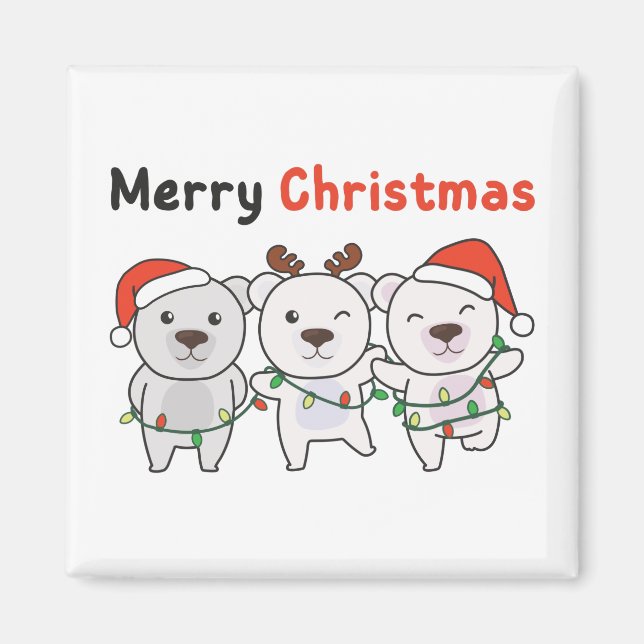 Polar Bear-Jul Animals Polar Bears Merry Magnet (Framsidan)