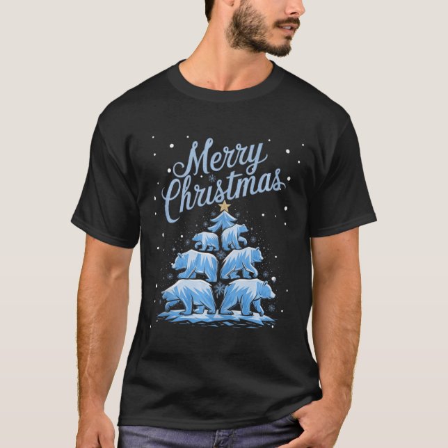 Polar Bear Julafton Bears Julgran Merry Ch T Shirt (Framsida)