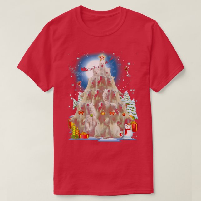 Polar Bear Julgran Dekoration Julafton Snö T Shirt (Design framsida)