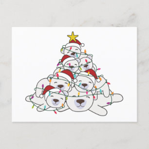 Polar Bear Julgran Funny Djurjul P Vykort