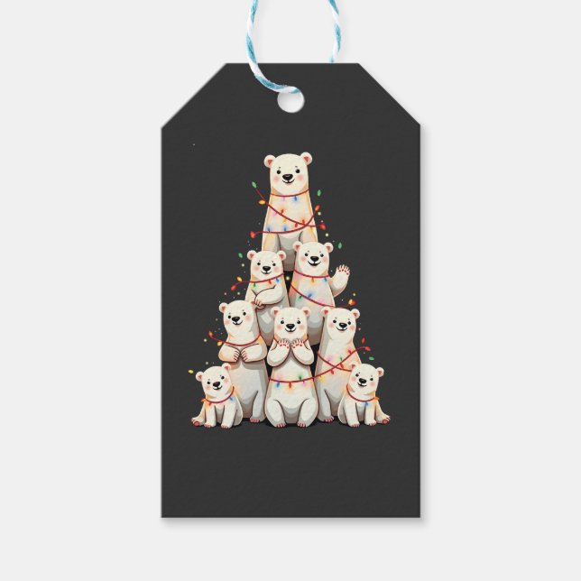Polar Bear Julgran God jul Julafton Presentetikett (Framsidan)
