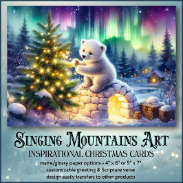 Polar Bear Julgran och Igloo inspirational Helgkort