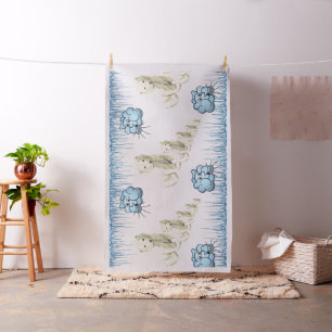 Polar Bear Kall Clouds Ice Fabric Tyg