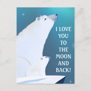 Polar Bear Kärlek Northern Light Winter Vykort