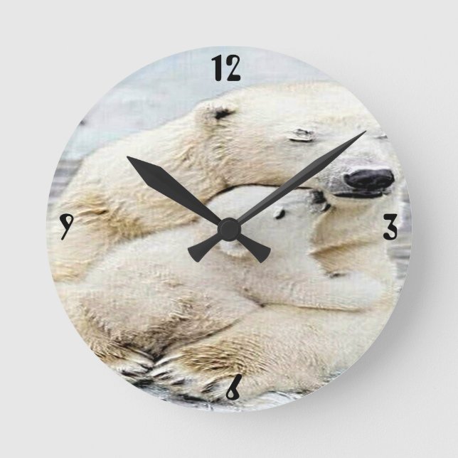 "Polar Bear Kärlek" Rund Klocka (Framsida)