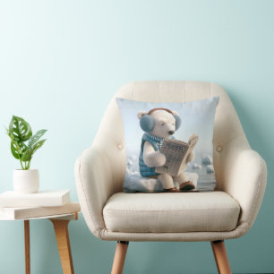Polar Bear Läsa en tidning Kudde