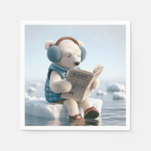 Polar Bear Läsa en tidning Pappersservett