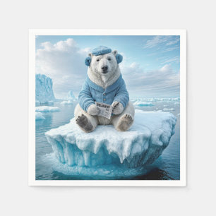 Polar Bear läsa tidningen Pappersservett