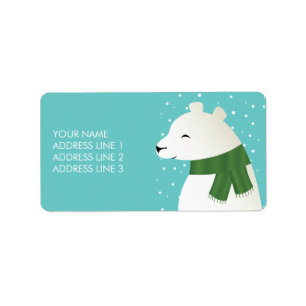 Polar Bear lycklig Adressetikett