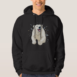 Polar Bear Lycklig Playful Roligt Jumping Luft Gla Hoodie