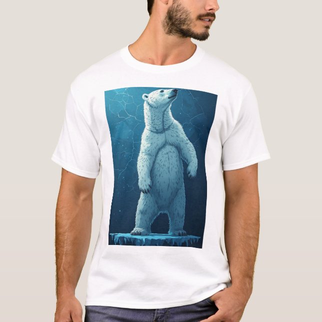 Polar Bear Made Of Ice Shards Standing Tall Arctic T Shirt (Framsida)