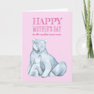 Polar Bear Mamma Cute Lycklig Mors dag Kort