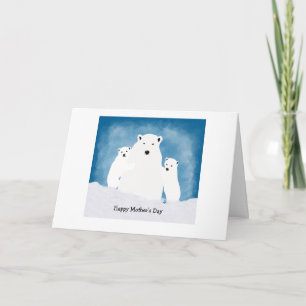 Polar Bear Mamma med unge Kort
