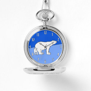 Polar Bear Mamma och Unge Painting - Wildlife Art Armbandsur