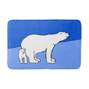 Polar Bear Mamma och Unge Painting - Wildlife Art Badrumsmatta