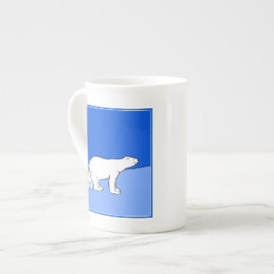 Polar Bear Mamma och Unge Painting - Wildlife Art Benporslin Mugg