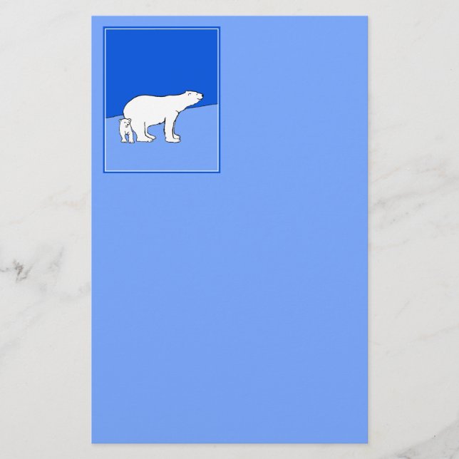 Polar Bear Mamma och Unge Painting - Wildlife Art Brevpapper (Framsida)