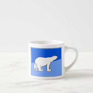 Polar Bear Mamma och Unge Painting - Wildlife Art Espressomugg