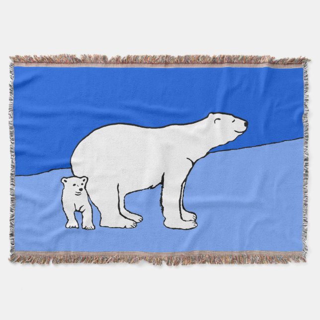 Polar Bear Mamma och Unge Painting - Wildlife Art Filt (Framsidan)