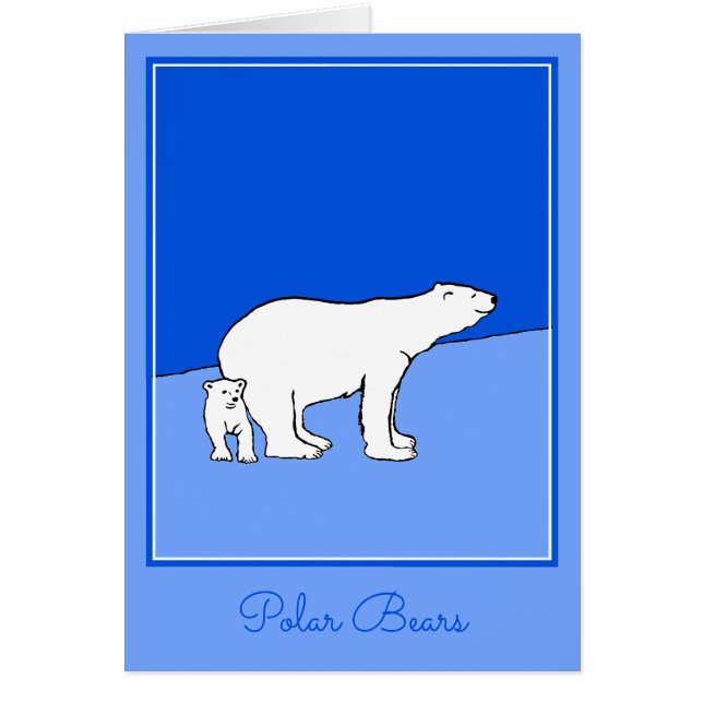 Polar Bear Mamma och Unge Painting - Wildlife Art Hälsningskort (Framsidan)