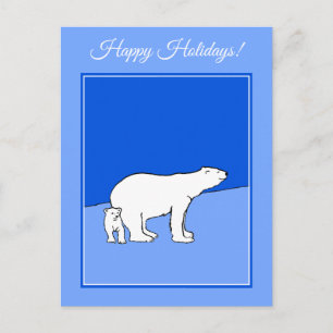 Polar Bear Mamma och Unge Painting - Wildlife Art Helg Vykort