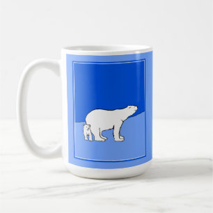 Polar Bear Mamma och Unge Painting - Wildlife Art Kaffemugg