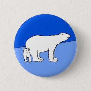Polar Bear Mamma och Unge Painting - Wildlife Art Knapp