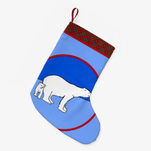 Polar Bear Mamma och Unge Painting - Wildlife Art Liten Julstrumpa