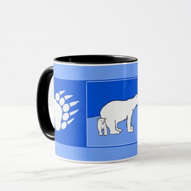 Polar Bear Mamma och Unge Painting - Wildlife Art Mugg (Framsida vänster)