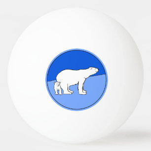 Polar Bear Mamma och Unge Painting - Wildlife Art Pingisboll