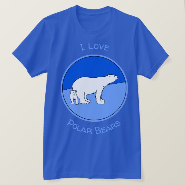 Polar Bear Mamma och Unge Painting - Wildlife Art T Shirt (Design framsida)