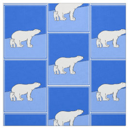 Polar Bear Mamma och Unge Painting - Wildlife Art Tyg