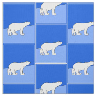 Polar Bear Mamma och Unge Painting - Wildlife Art Tyg