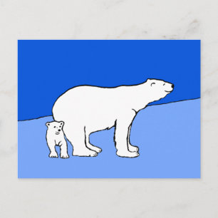Polar Bear Mamma och Unge Painting - Wildlife Art Vykort