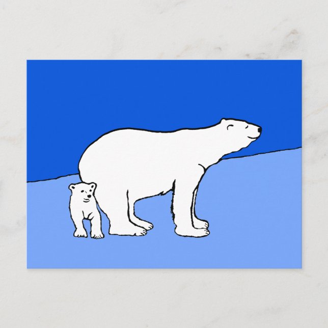 Polar Bear Mamma och Unge Painting - Wildlife Art Vykort (Framsida)
