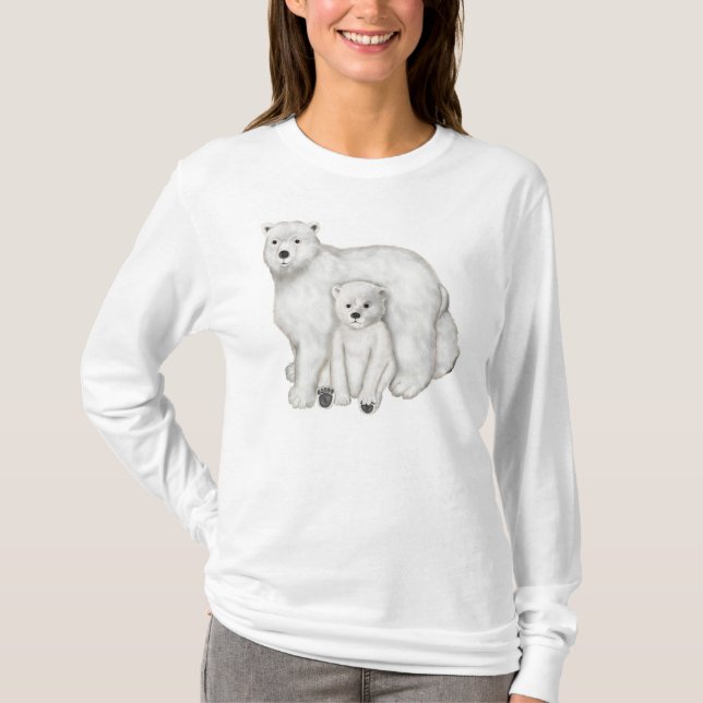 Polar Bear Mamma och Unge T-shirt (Framsida)