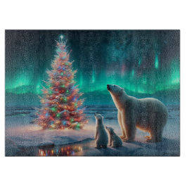 Polar Bear Mamma Unge Julgran Aurora Borealis