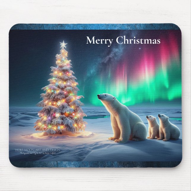Polar Bear Mamma Unge Julgran NordLjus Musmatta (Framsidan)