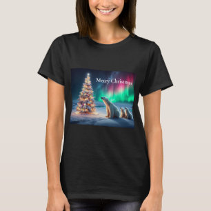 Polar Bear Mamma Unge Julgran NordLjus T Shirt