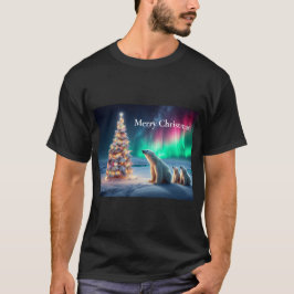 Polar Bear Mamma Unge Julgran NordLjus T Shirt